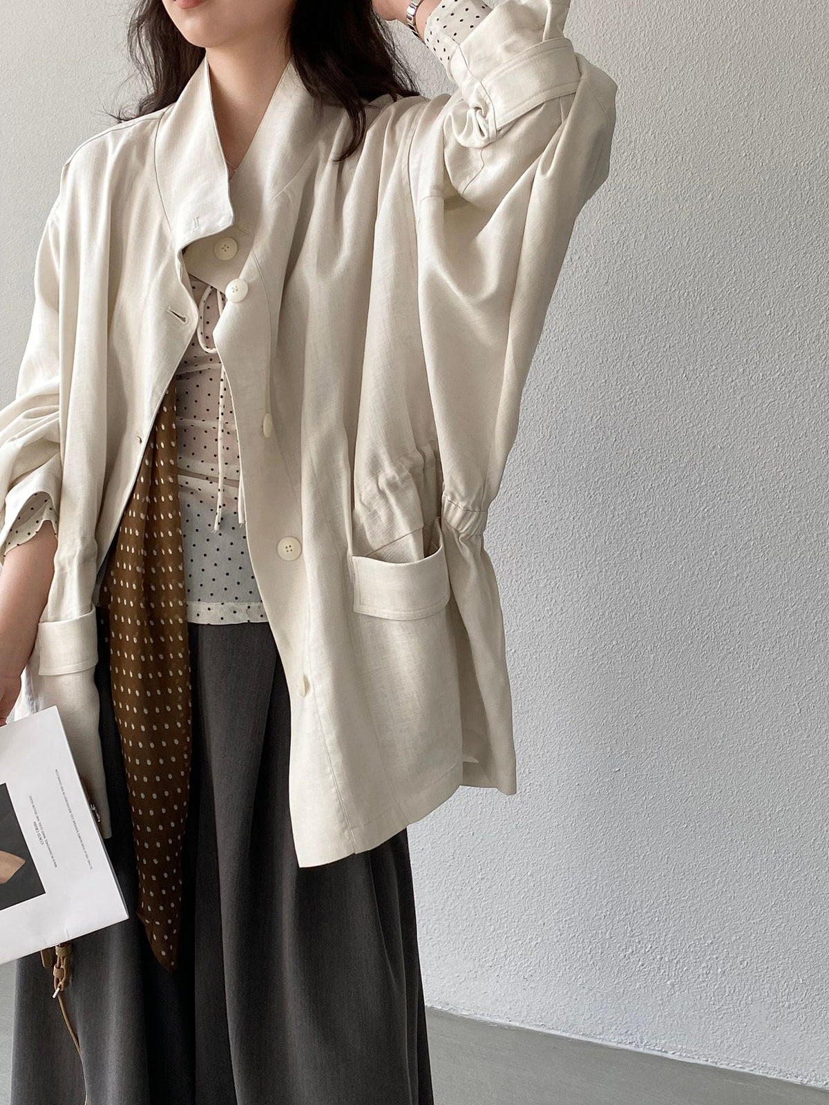 【outer】リネンコート Q8245