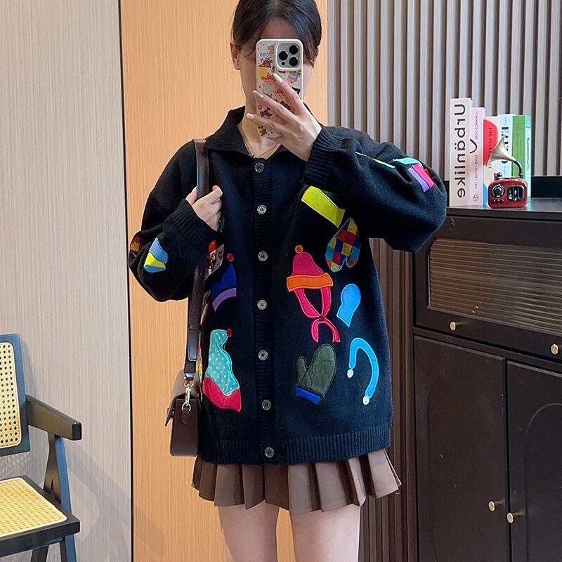【outer】POLOネックニットカーデ　M18350