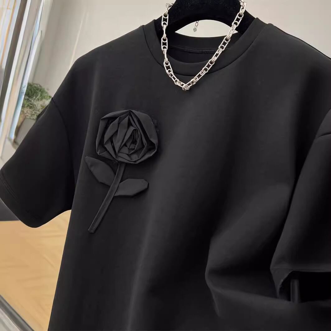 【tops】2色ラウンドネック半袖ＴシャツF7357