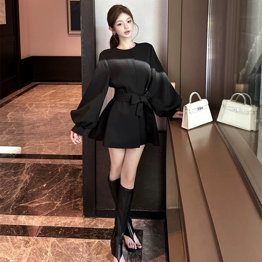 【dress】2WAYノーカラーミニワンピース　N3327