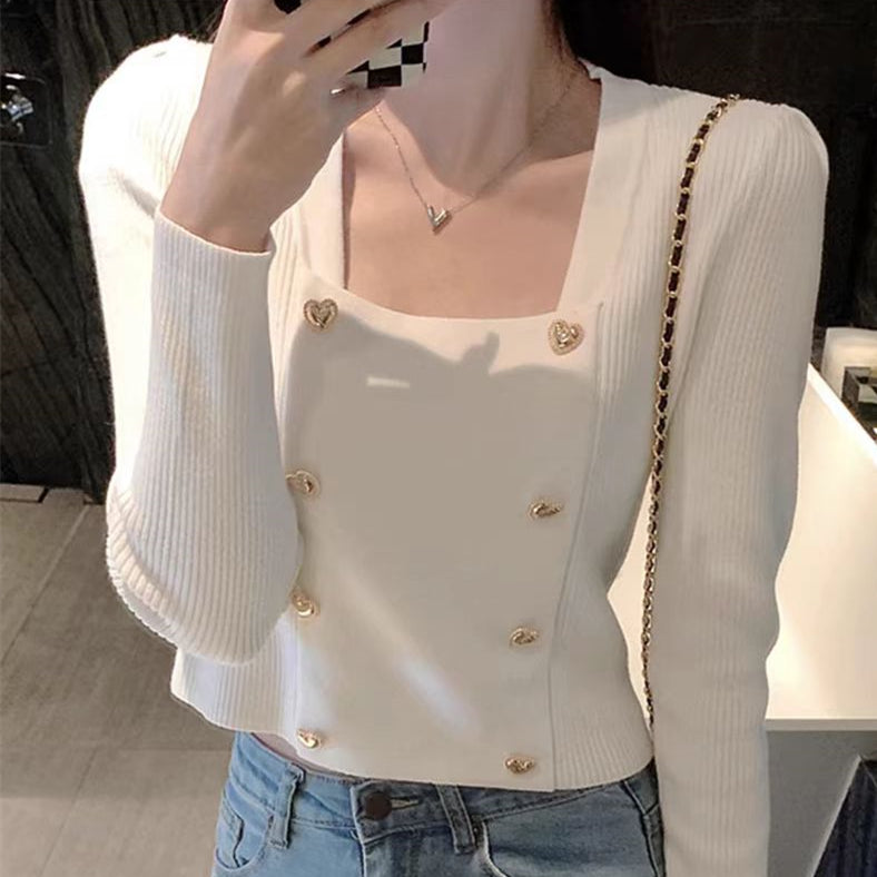 【tops】薄手スクエアネックニットセーターG23118