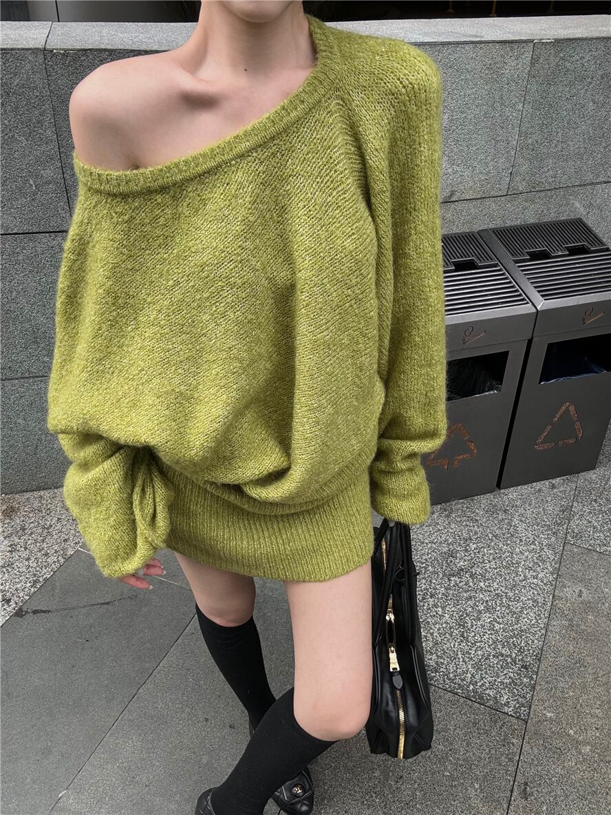 【dress】オフショルダーニットワンピース　M27956