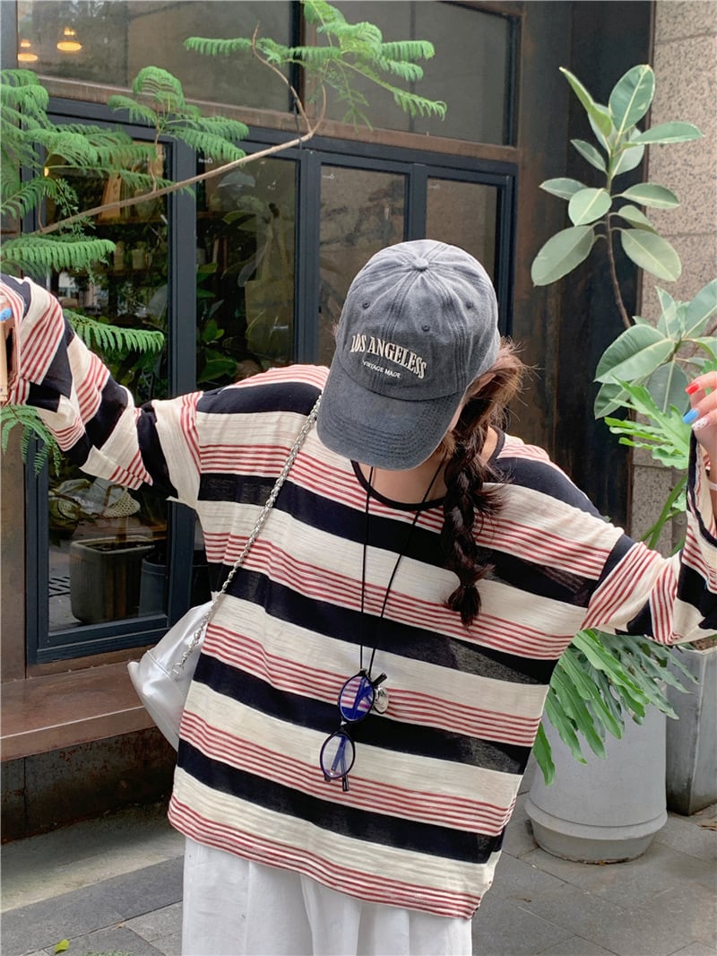 【tops】ボーダー柄長袖Tシャツ　M25169