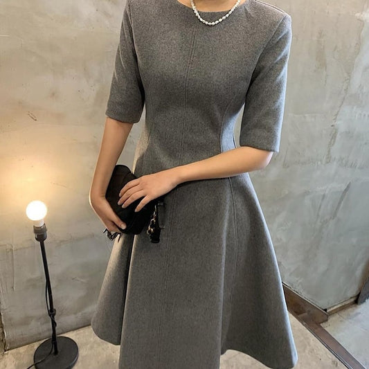 【dress】五分袖AラインワンピースF7411