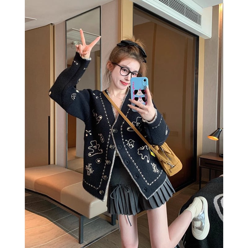【outer】Vネックニットカーデ　M26381