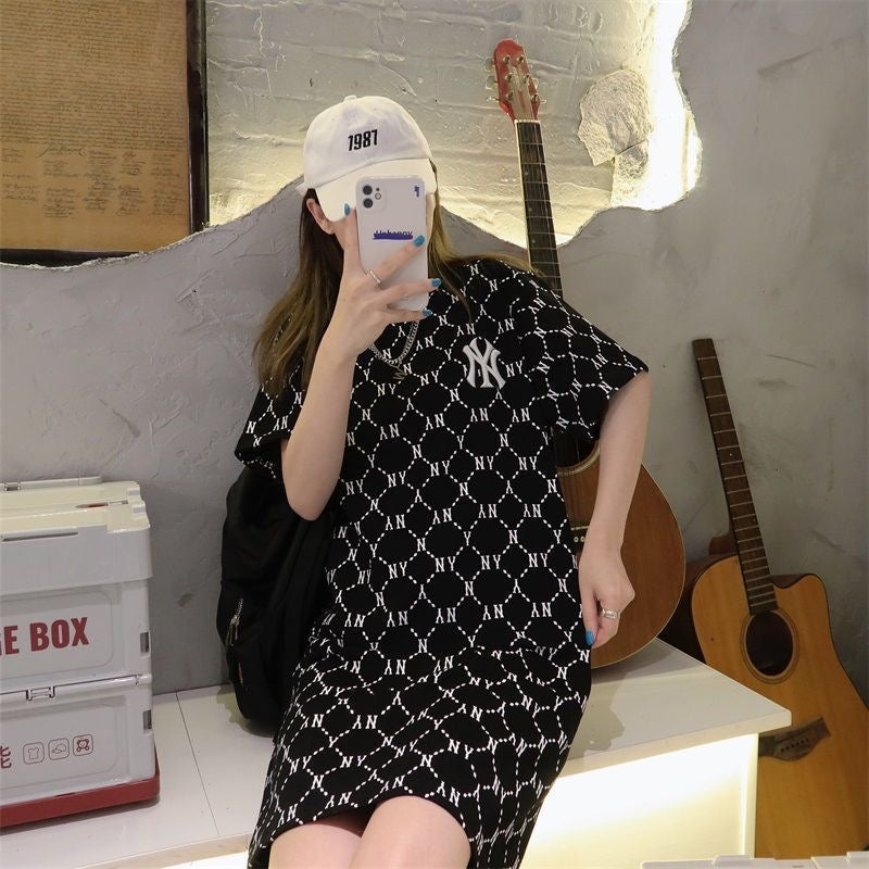 【dress】ラウンドネック半袖ワンピースF7711