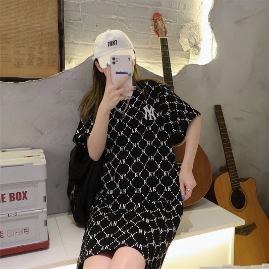 【dress】ラウンドネック半袖ワンピースF7711