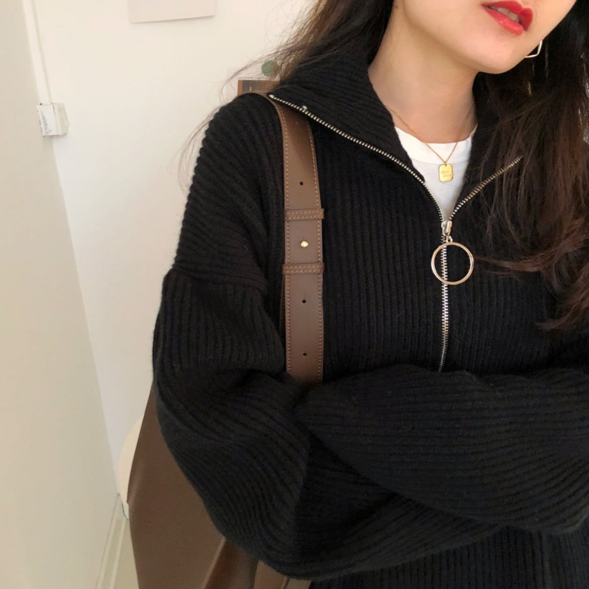 【tops】ファスナーニットセーター　M25903