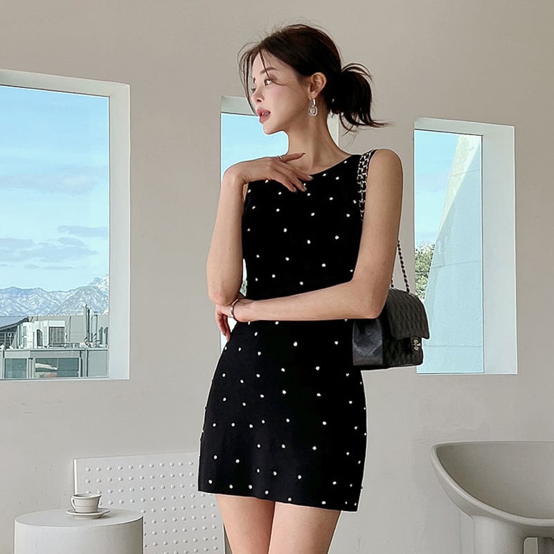 【dress】ノースリーブビジューワンピース　M25261