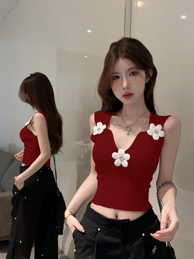 【tops】ニットノースリーブトップス　M30097