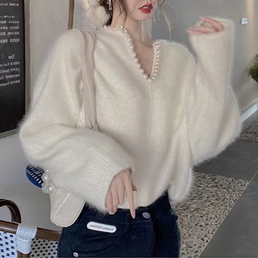 【tops】3色ビーズニットセーターF6346