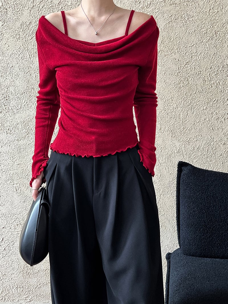 【tops】レイヤードニットトップス　N2875
