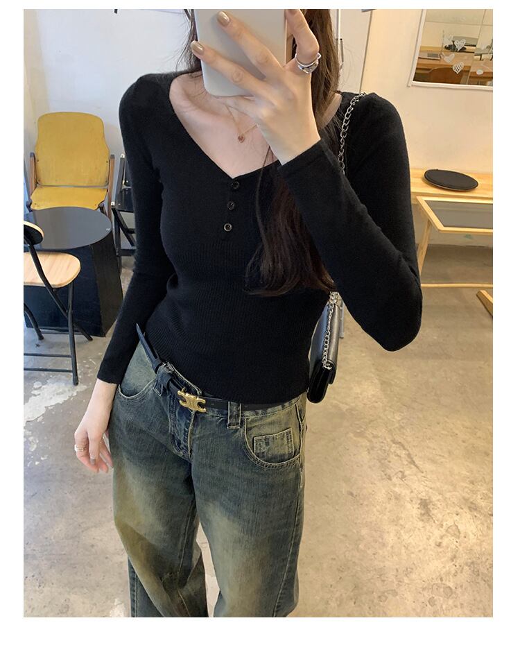【tops】Vネックニットトップス　M27661