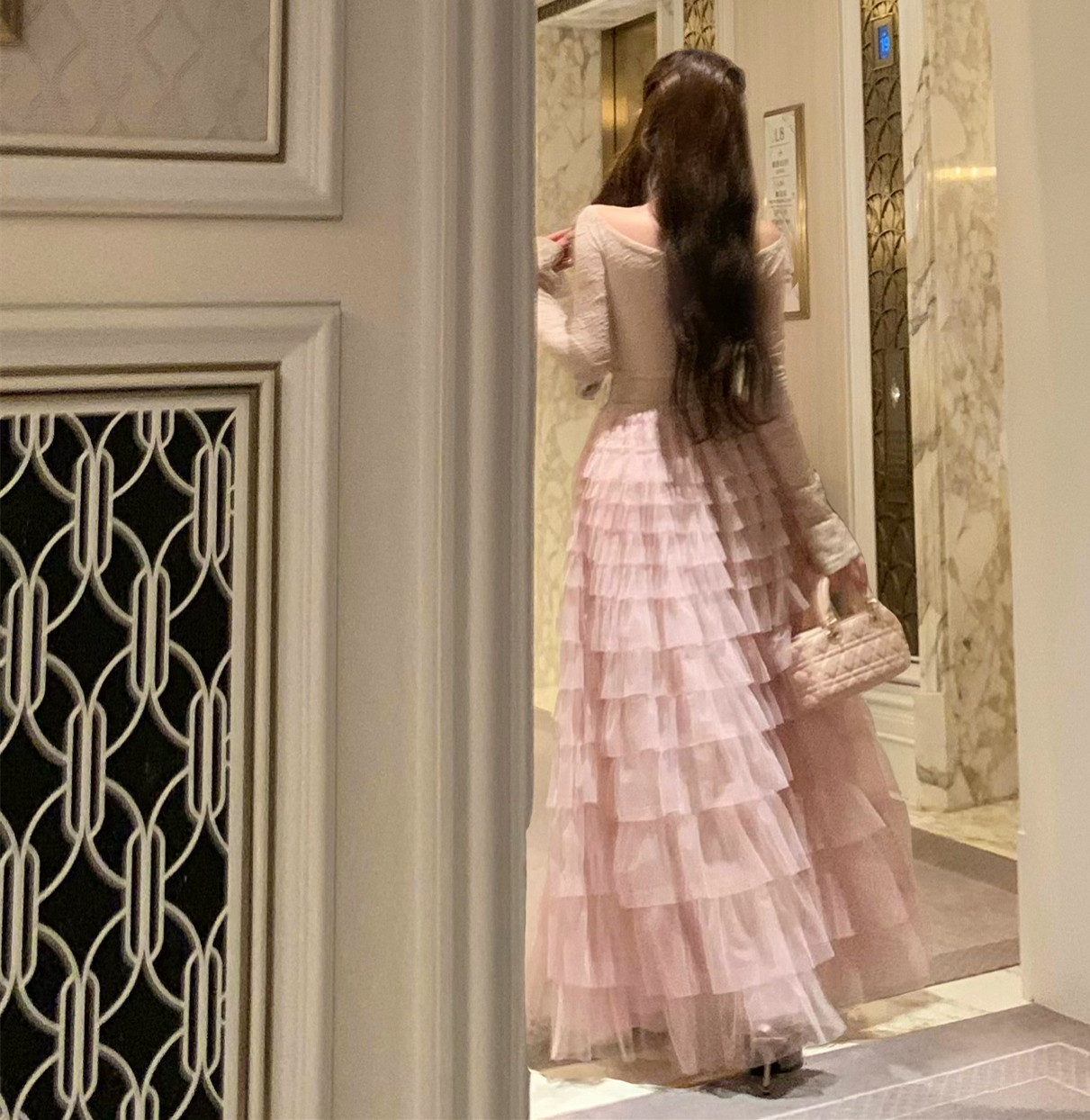 【dress】レースドッキングティアードワンピース　N3475