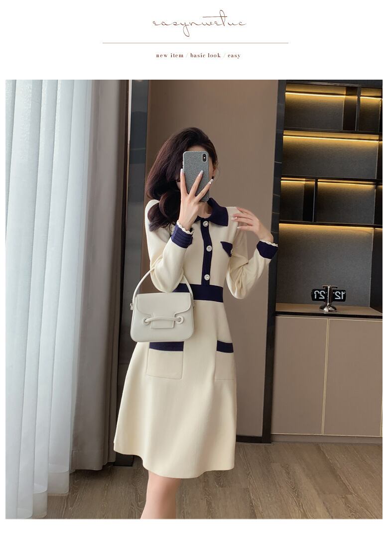 【dress】気質溢れる エレガントニットワンピース　M17475