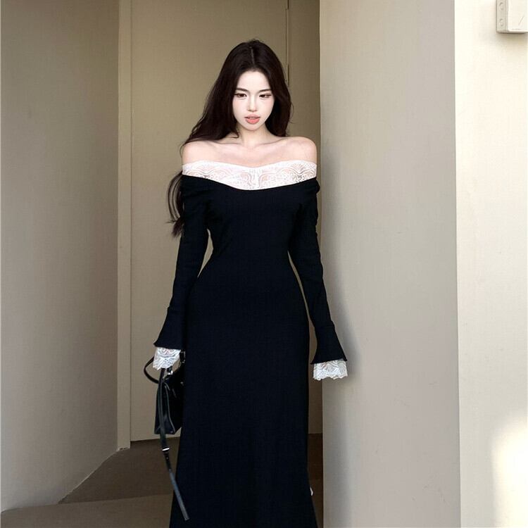 【dress】ボートネックドッキングワンピース　M27957