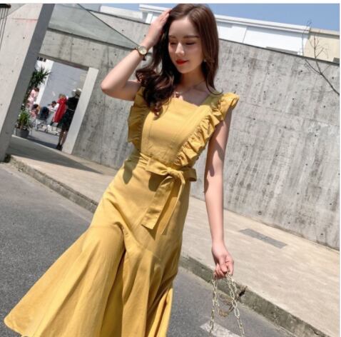 【dress】好感度UP!気質満点着痩せドローストリングフリルマーメイドワンピース