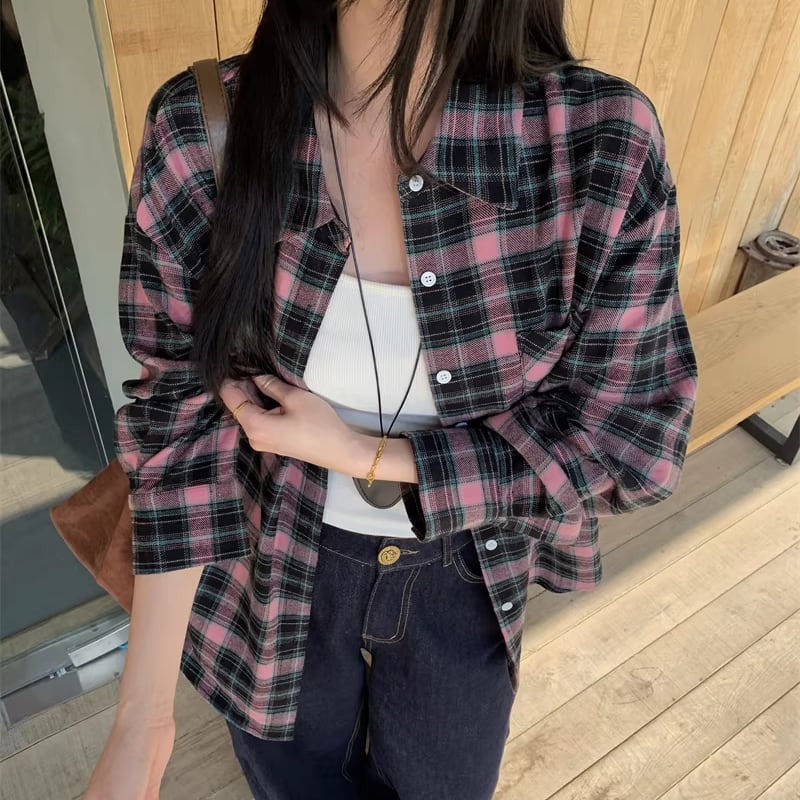 【tops】チェック柄シャツ Q8182