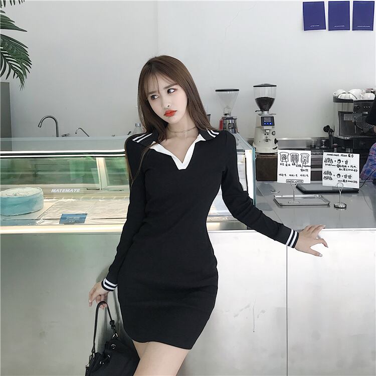 【dress】ファッション! 韓国系シンプル ギャル秋着痩せタイトワンピース G1925