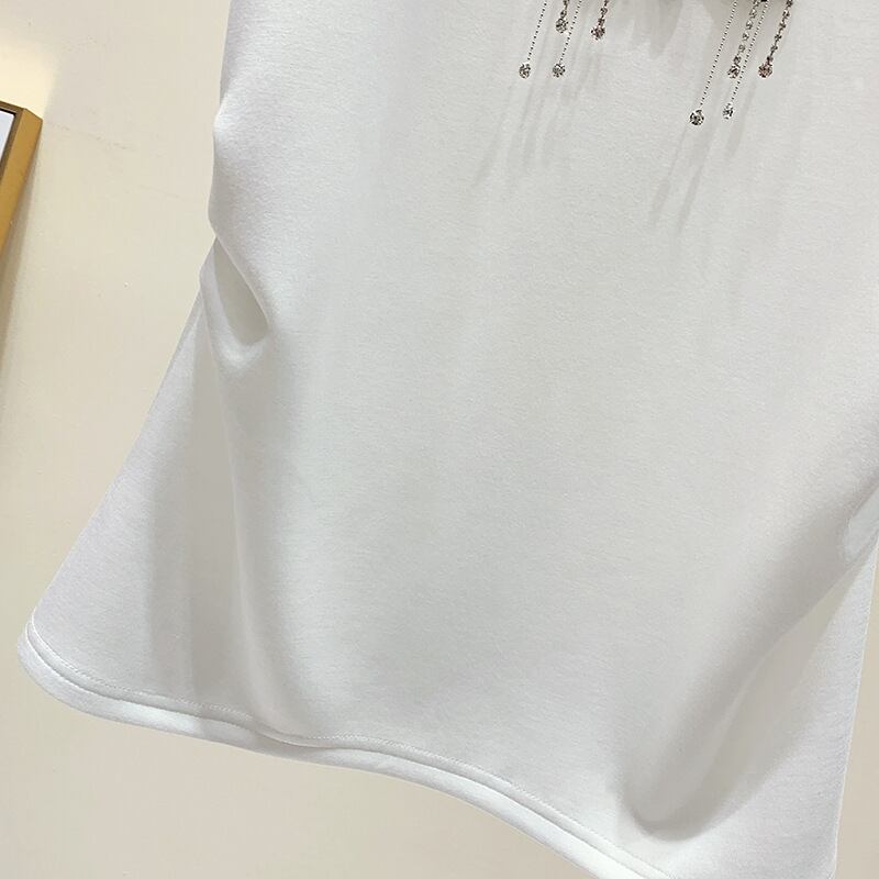 【tops】半袖英字柄フリンジＴシャツF7457