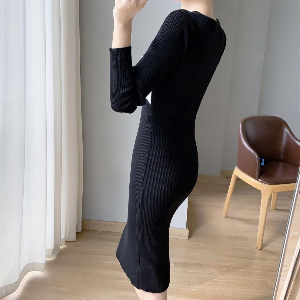 【dress】クロス配色ニットワンピース　M26277
