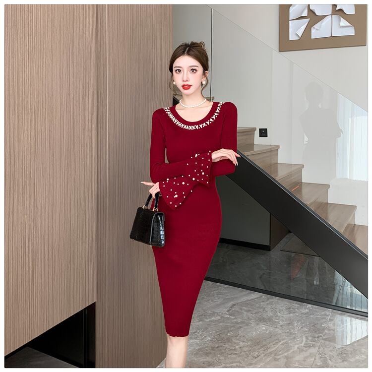 【dress】パールニットワンピース　M27487
