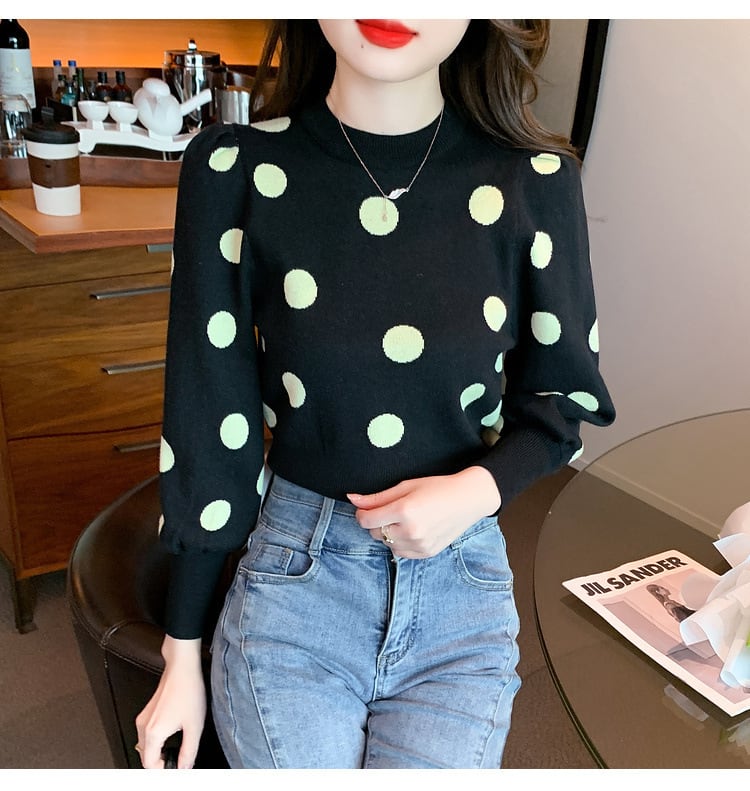 【tops】ドット柄ニットセーターG17322