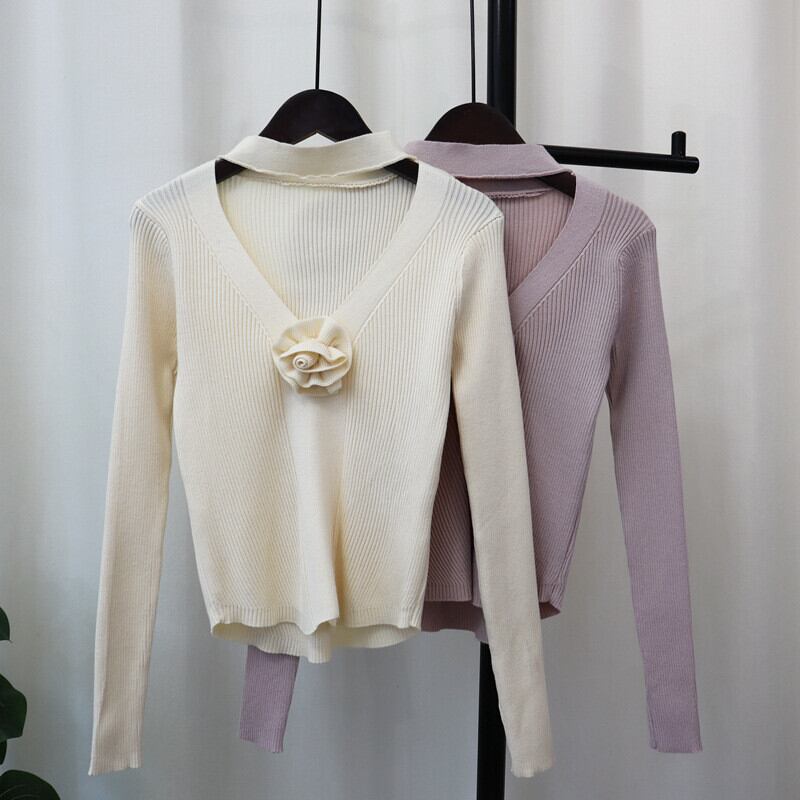【tops】立体フラワーニットトップス　M28631