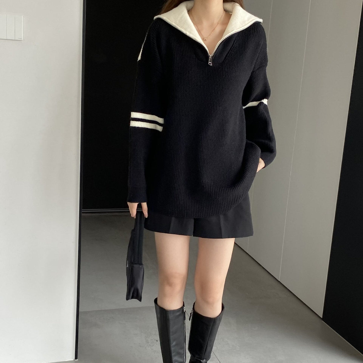 【tops】ファスナーニットセーター　M18735