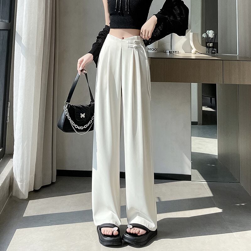 【bottoms】4色ハイウエストスーツパンツF7492