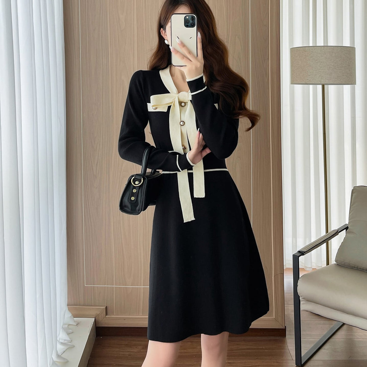 【dress】リボンニットワンピース　N3353