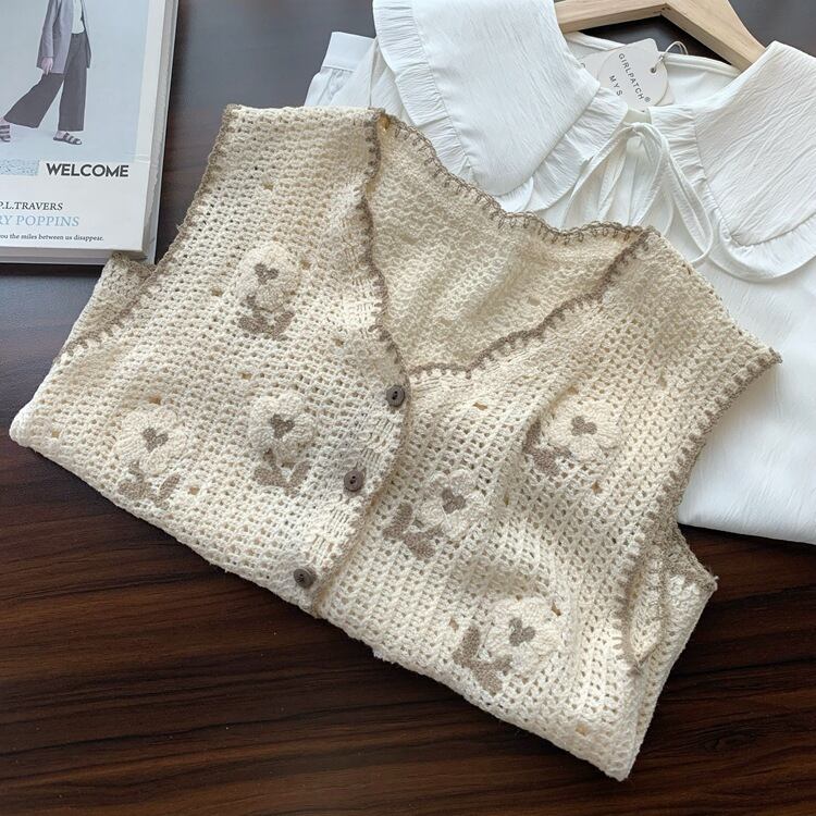【tops】ジャカードニットベスト　M29422