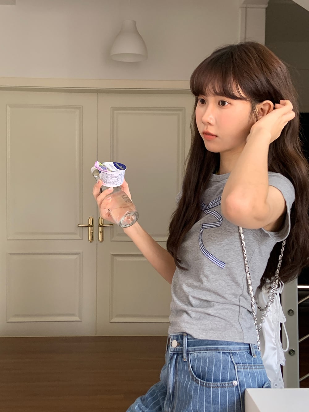 【tops】リボン付きTシャツ　M24988