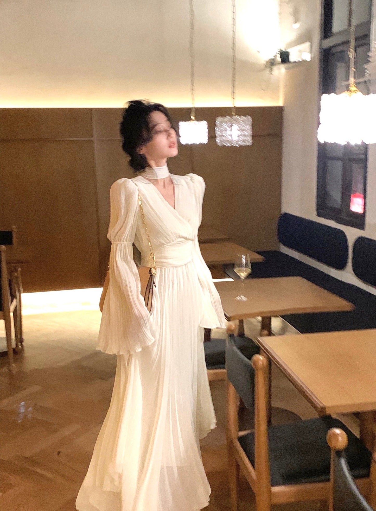 【dress】ベルスリーブプリーツワンピース　N3250