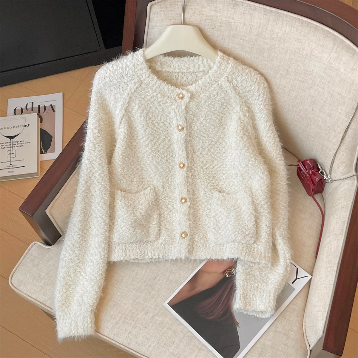 【outer】クルーネックニットカーデ　M29206