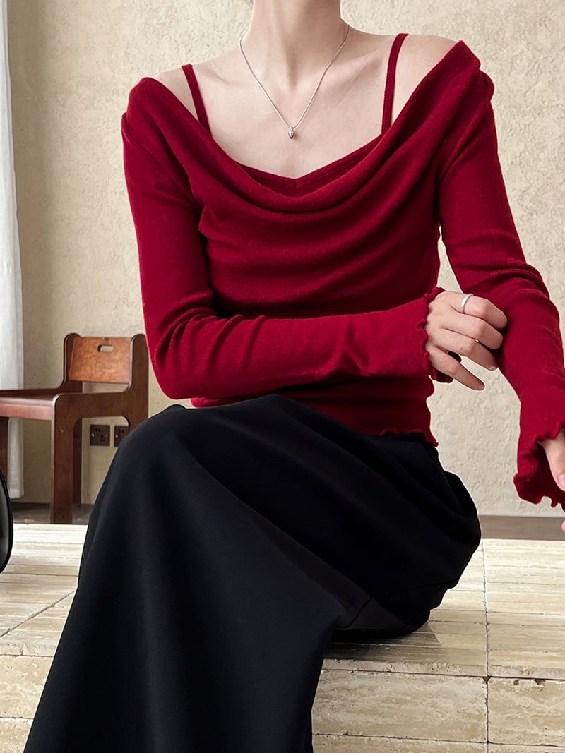 【tops】レイヤードニットトップス　N2875