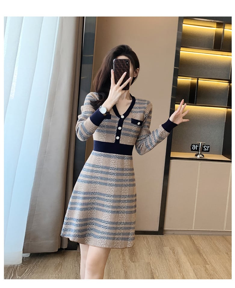 【dress】Vネックワンピース　M25463