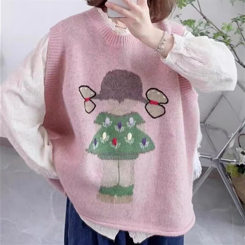 【tops】カートゥーンニットベスト　M18831