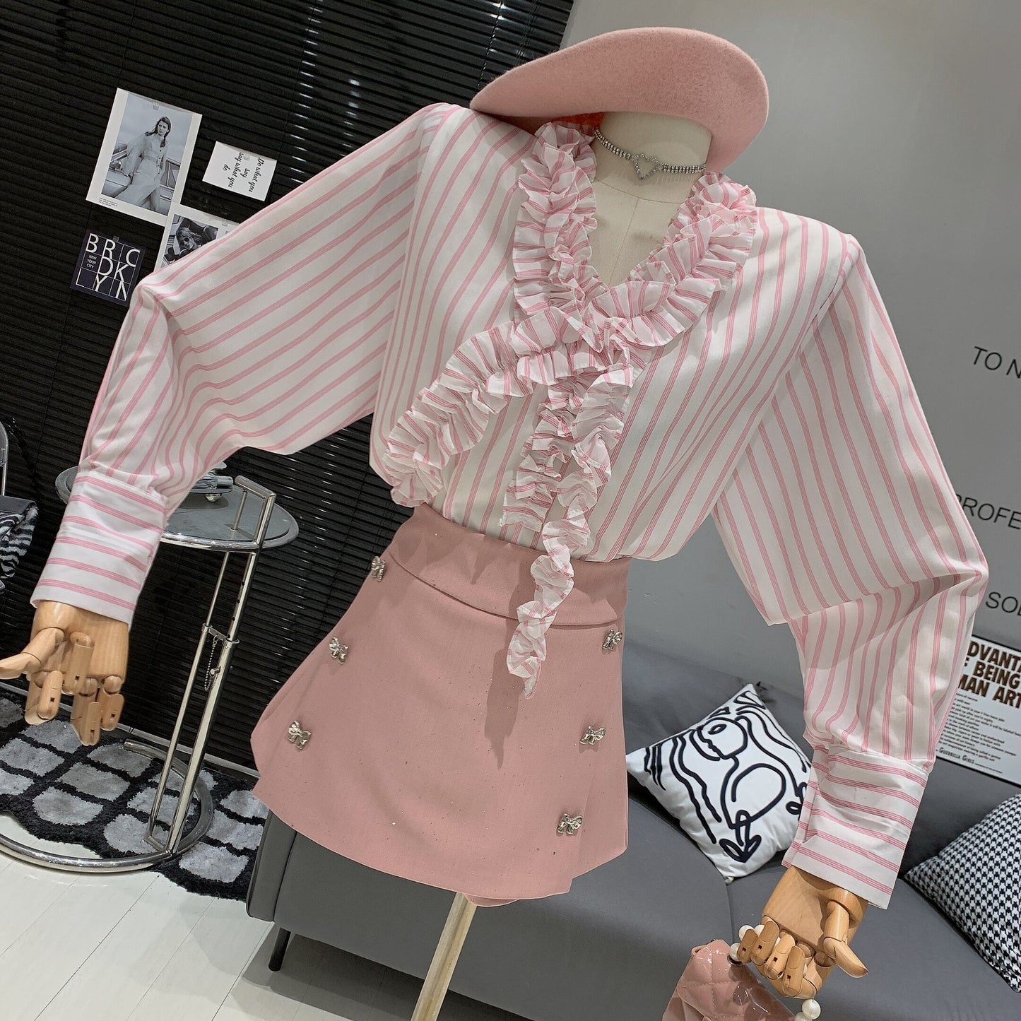 【tops】フリルシャツブラウス　M29981
