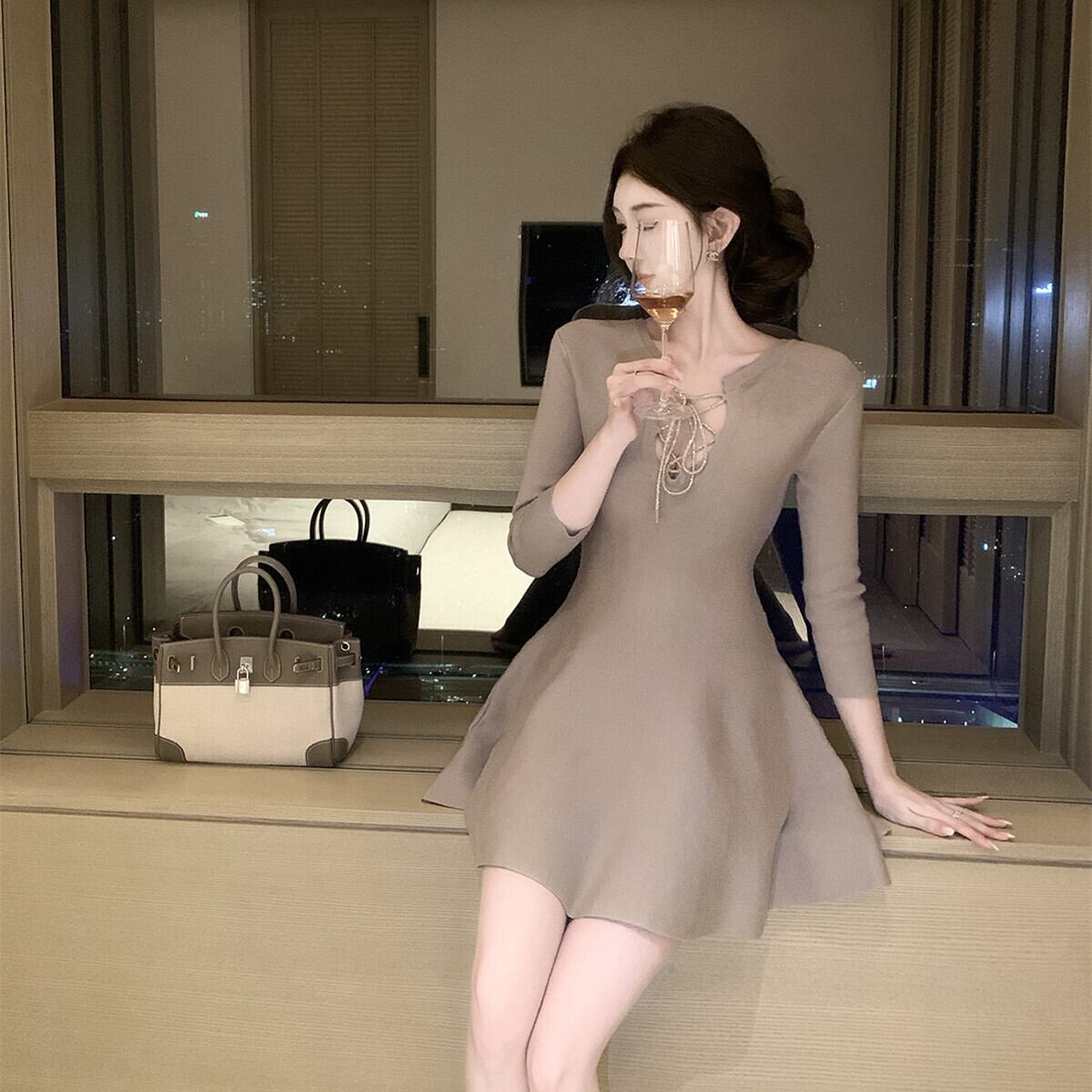 【dress】2WAYレースアップデザインミニワンピース　N3494