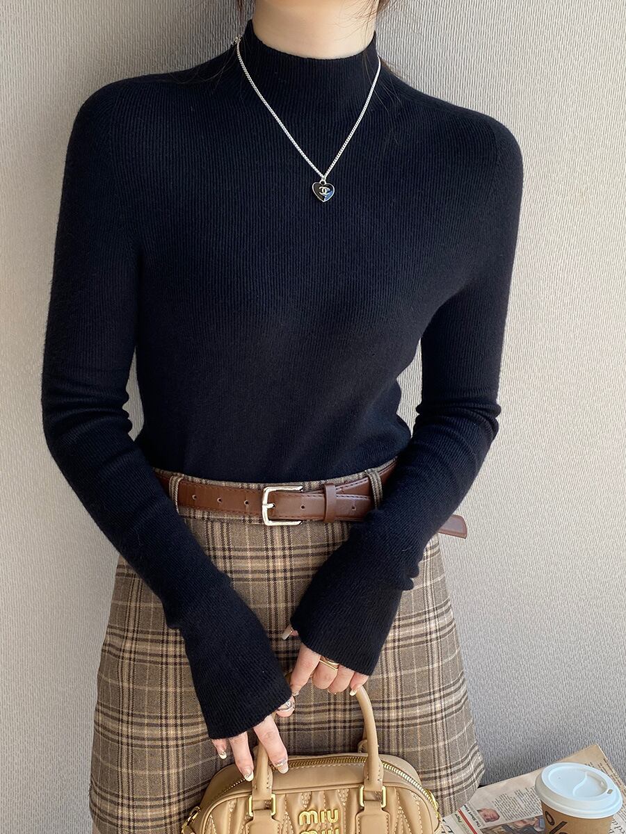 【tops】無地ニットトップス　M26445