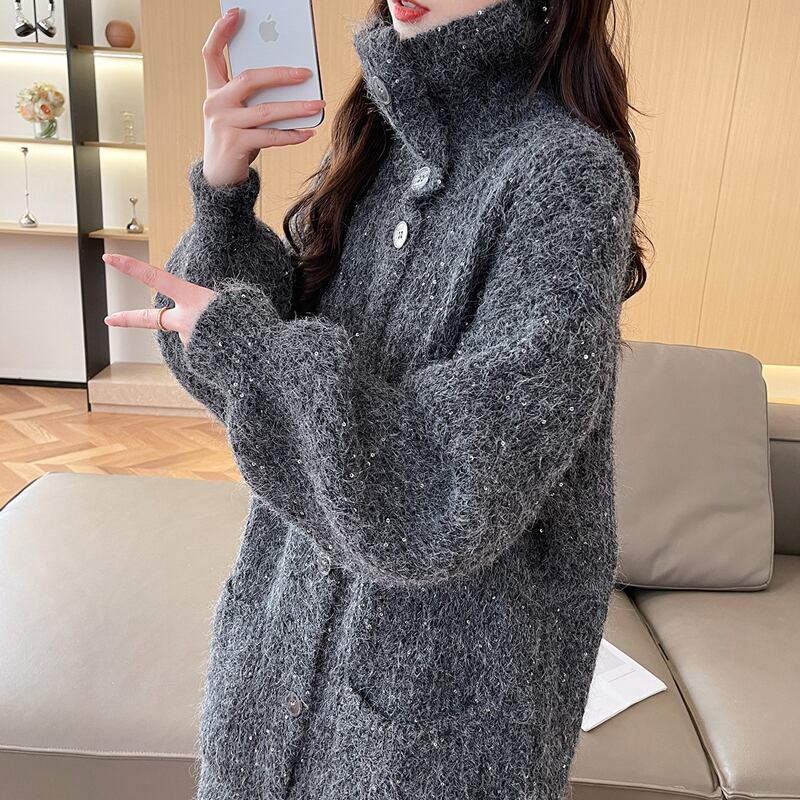 【outer】ロングニットカーディガン Q7191