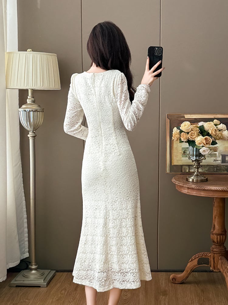 【dress】チュールドッキングレースワンピース Q7499