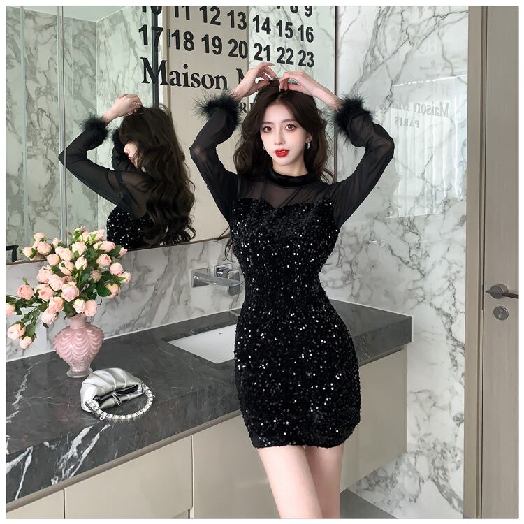 【dress】スパンコールワンピース　M27559