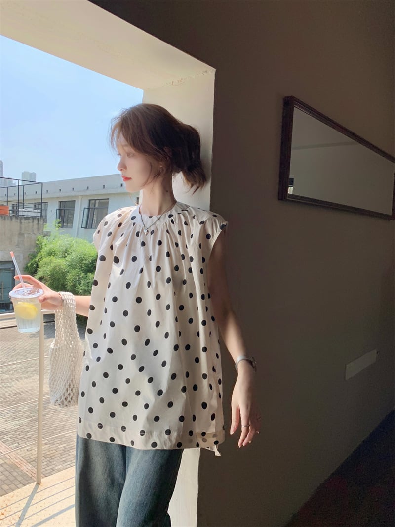 【tops】ドット柄トップス　M25034