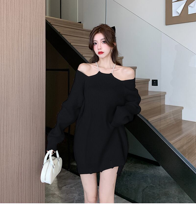 【dress】オフショルダーニットワンピース　M18621