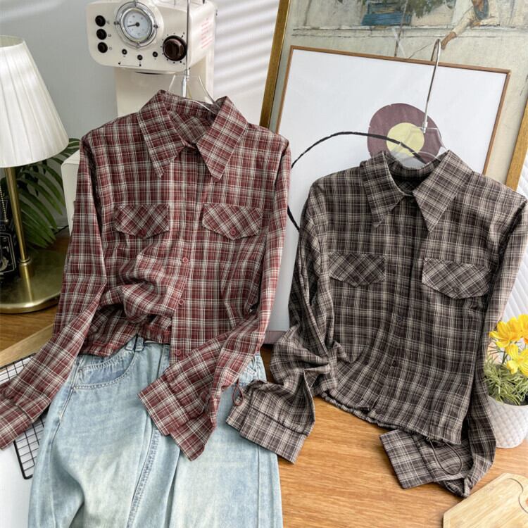 【tops】チェック柄シャツトップス　M25714
