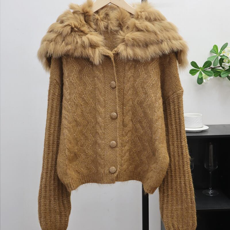 【outer】ファードッキングニットカーディガン Q7030