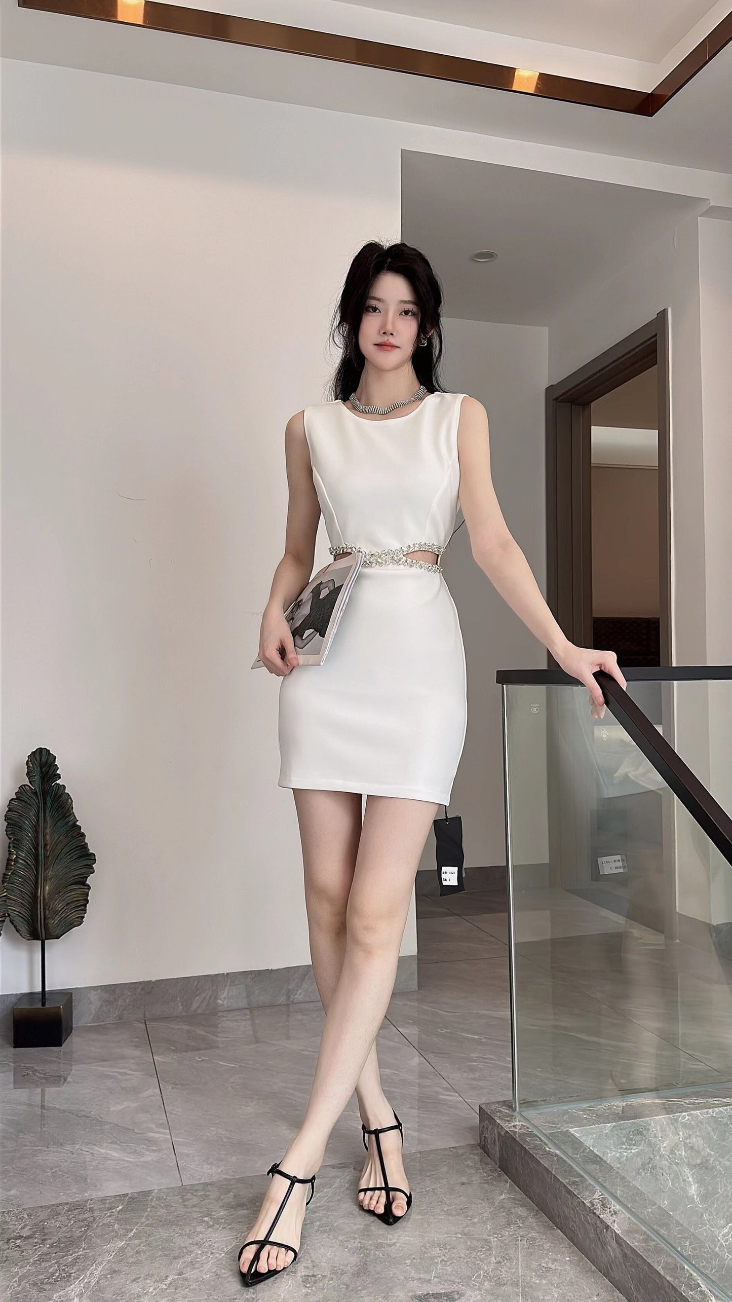 【dress】ウエストカットノースリーブワンピース G21053