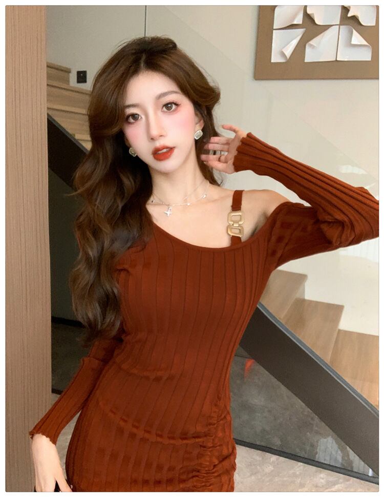 【dress】オフショルダースリットワンピース　M18216